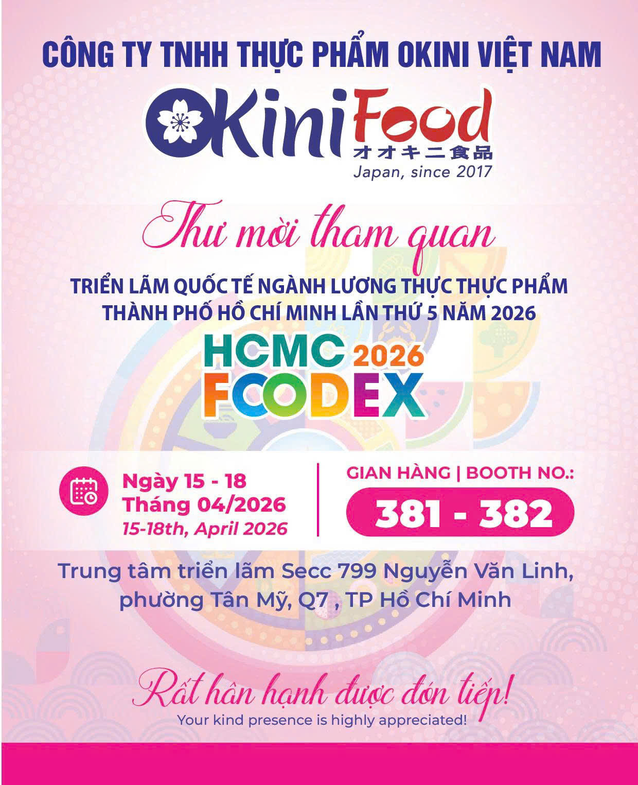 OKINI FOOD THAM GIA HCMC FOODEX 2026 – KHẲNG ĐỊNH CHẤT LƯỢNG THỰC PHẨM CHUẨN NHẬT (Booth 381 – 382)